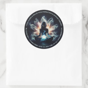 Sticker Rond Professeur de Yoga Pose de Méditation Lotus Brumeu