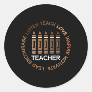 Sticker Rond Professeur d'histoire noire enseigne l'amour afro-