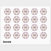 Sticker Rond Professeur École Chiffres Motif Violet  (Feuille)