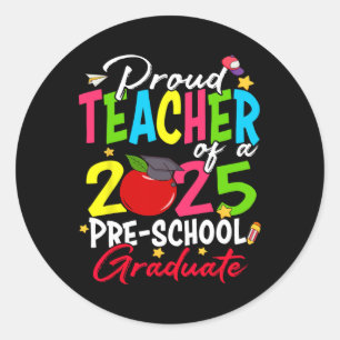Sticker Rond Professeur Fière D'Un Diplôme D'Études Préscolaire