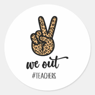 Sticker Rond Professeur Happy Dernier Jour De L'École Femme Cad