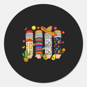 Sticker Rond Professeur Nacho Moyen Fiesta Cinco De Mayo Mexica