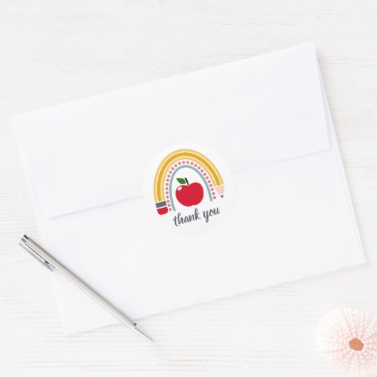 Sticker Rond Professeur Rainbow Merci (Enveloppe)