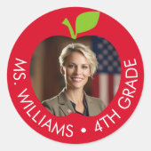 Sticker Rond Professeur sur mesure et qualité - Pomme avec phot (Devant)