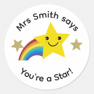 Sticker Rond Professeur, tu es une star !