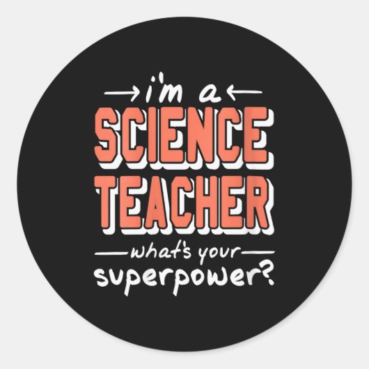 Sticker Rond Professeure de Sciences Féminin Superwer Drôle Ner (Devant)
