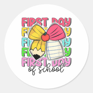 Sticker Rond Professeurs Premier Jour D'école Crayon Arc Retour