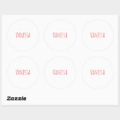 Sticker Rond Professional classical calligraphy name custom red (Feuille)