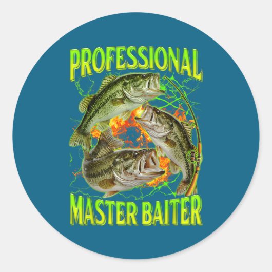 Sticker Rond Professional Master Baiter Funny Fishing Meme Boot (Devant)