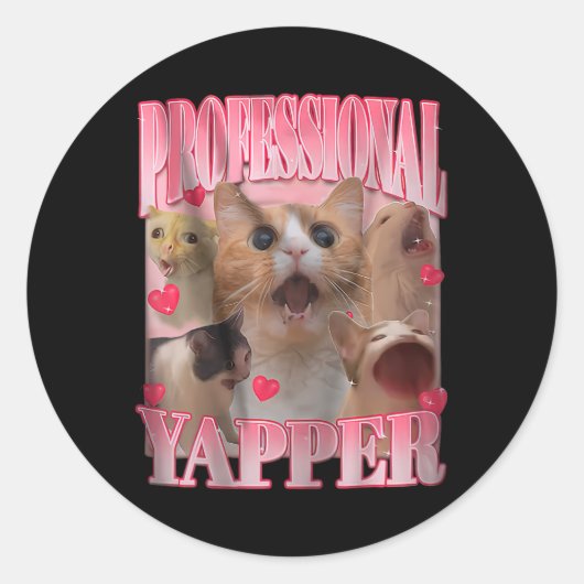 Sticker Rond Professional Yapper Chat Drôle Mème (Devant)