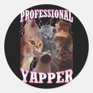 Sticker Rond Professional Yapper Chat Mème Drôle Odly Spécifiqu