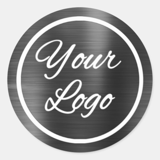 Sticker Rond Professionnel Ajouter un logo noir gris métal acie (Devant)