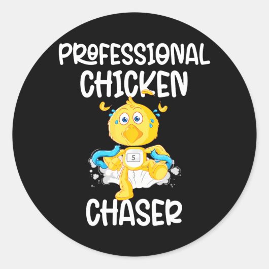 Sticker Rond Professionnel Chasseur de poulets Funny Fermier (Devant)