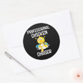 Sticker Rond Professionnel Chasseur de poulets Funny Fermier (Enveloppe)