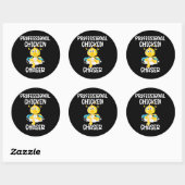 Sticker Rond Professionnel Chasseur de poulets Funny Fermier (Feuille)