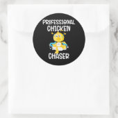 Sticker Rond Professionnel Chasseur de poulets Funny Fermier (Sac)