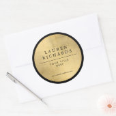 Sticker Rond Professionnel Luxe Noir et Or Imitation (Enveloppe)