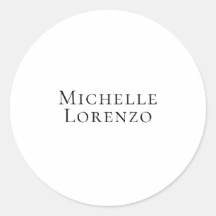 Sticker Rond Professionnel Moderne Simple Clair Nom Noir Blanc