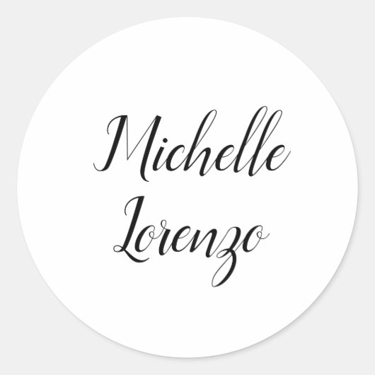 Sticker Rond Professionnel Moderne Simple Uni Noir & Blanc (Devant)