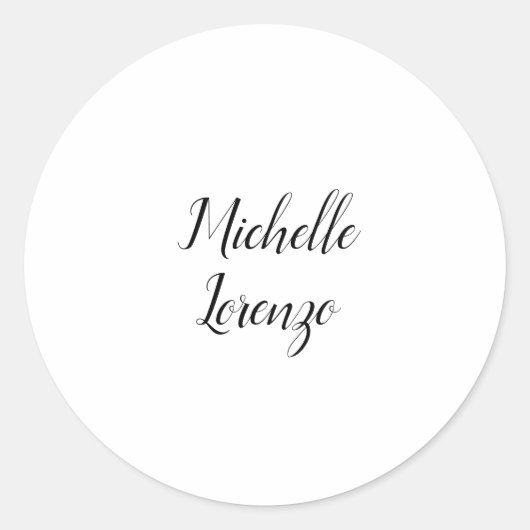 Sticker Rond Professionnel Moderne Simple Uni Noir & Blanc (Devant)