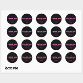 Sticker Rond Professionnel Simple Moderne Neon Rose Noir (Feuille)