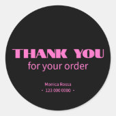 Sticker Rond Professionnel Simple Moderne Neon Rose Noir (Devant)