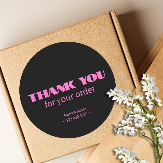 Sticker Rond Professionnel Simple Moderne Neon Rose Noir