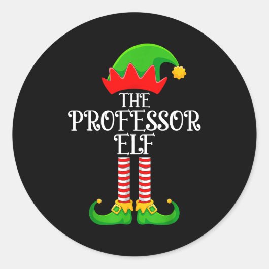 Sticker Rond Professor Elf Christmas Family Matching Funny Love (Devant)