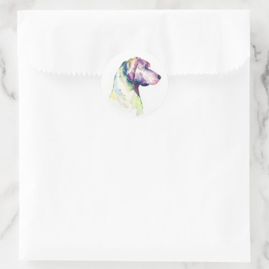 Sticker Rond Profil de chiot (Sac)