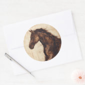 Sticker Rond Profil du cheval sauvage Brown (Enveloppe)