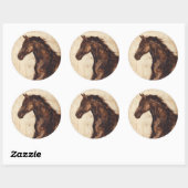 Sticker Rond Profil du cheval sauvage Brown (Feuille)