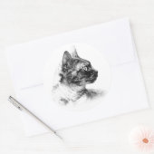 Sticker Rond Profil élégant de Stella le chat gris (Enveloppe)