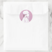 Sticker Rond Profil Robespierre en Rose, (Sac)