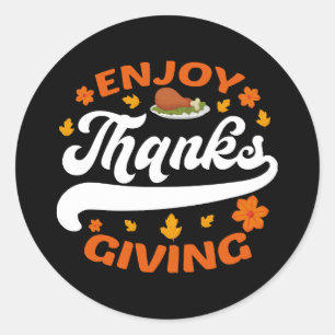 Sticker Rond profiter de la nourriture de thanksgiving dinde re
