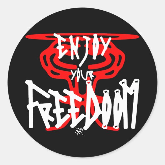 Sticker Rond Profitez de votre FreeDoom (Devant)