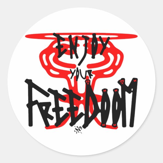 Sticker Rond Profitez de votre FreeDoom (Devant)