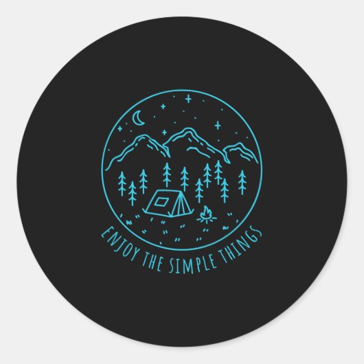 Sticker Rond Profitez des choses simples feu de camp nature min (Devant)