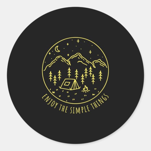 Sticker Rond Profitez des choses simples feu de camp nature min (Devant)