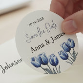 Sticker Rond Programme de mariage Tulipe Bleue de Delft