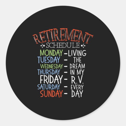 Sticker Rond Programme de retraite Vie Camping Van Rv Ventilate (Devant)