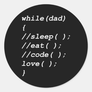 Sticker Rond Programmeur Papa Informatique Coder Logiciel Dev