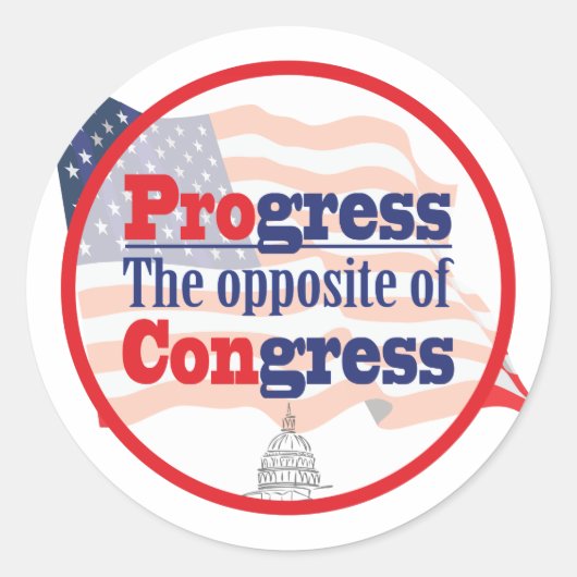 Sticker Rond Progrès. L'opposé du Congrès (Devant)