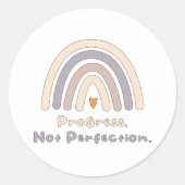 Sticker Rond Progrès pas perfection motivation boho arc-en-ciel (Devant)