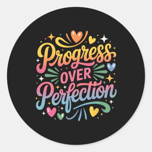 Sticker Rond Progrès Plutôt que Perfection Retour à l'école Ens (Devant)