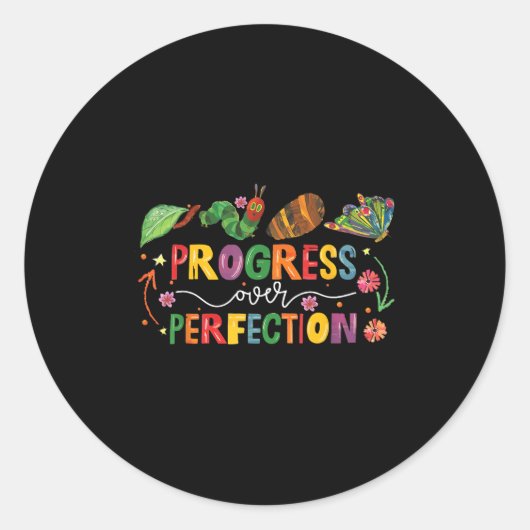 Sticker Rond Progress Over Perfection Motivational Teacher For  (Devant)