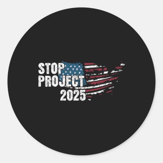 Sticker Rond Projet 2025 contre Trump drapeau américain (Devant)