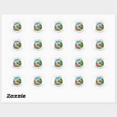 Sticker Rond Promenade de chien Bouledogue Français Garderie (Feuille)