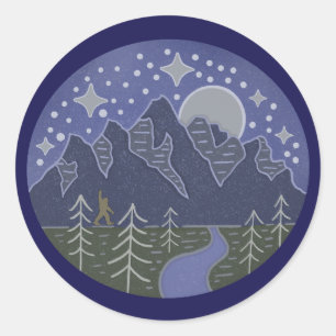 Sticker Rond Promenade étoilée de Bigfoot Art folklorique de