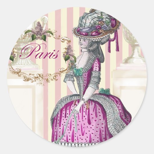 Sticker Rond Promenade matinale sur les Champs-Élysées (Devant)