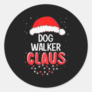 Sticker Rond Promeneur de chien Père Noël Costume de Noël assor